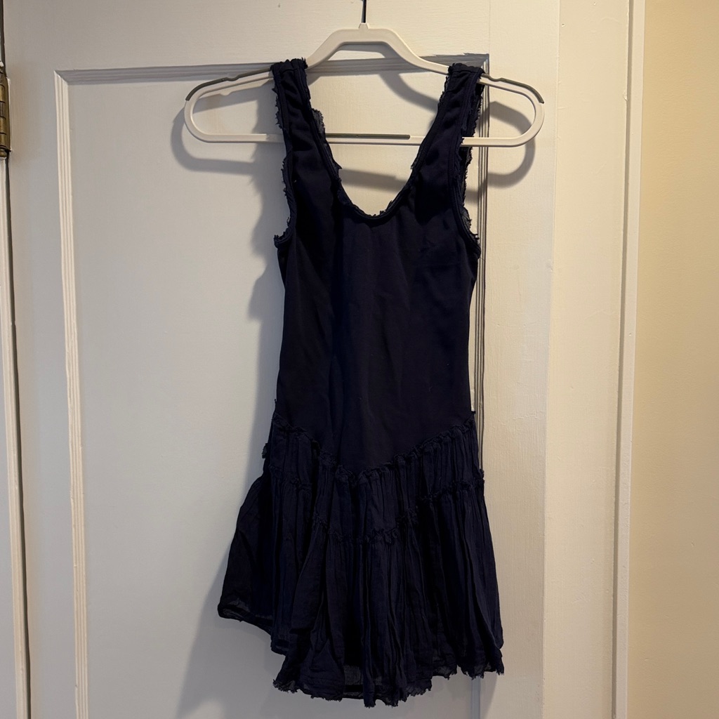 Free People Navy Ruffle Mini Dress